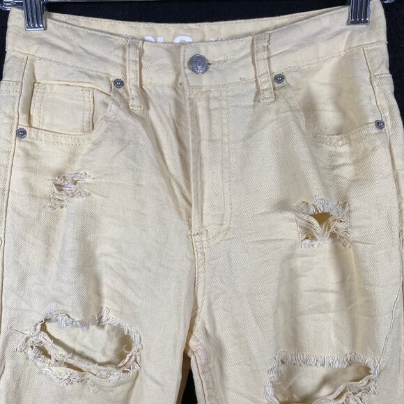 S.O.N.G Womens Jeans Pale Yellow Denim Timeless Fit Distressed High Rise 1/25 - Picture 2 of 10